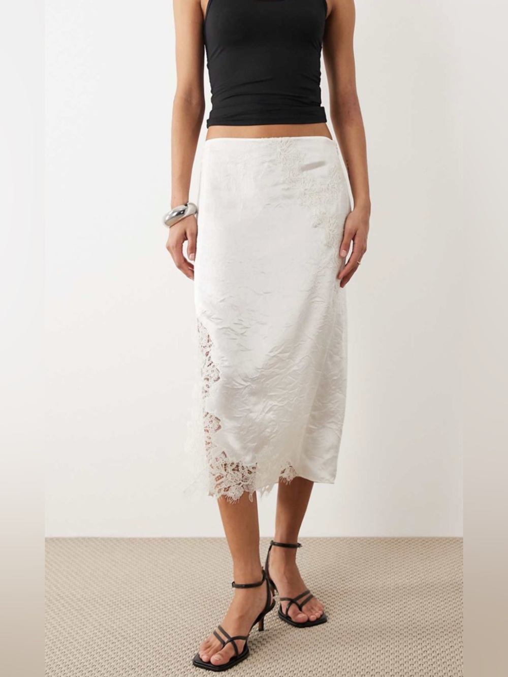 Mango Delicate Lace Midi Skirt